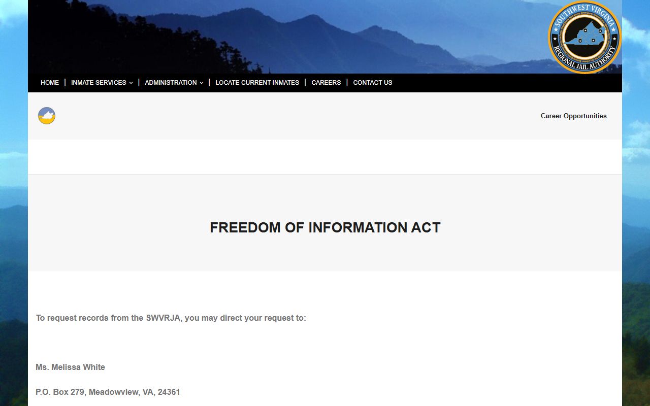 Washington County jail mugshots SWVRJA FOIA request contact